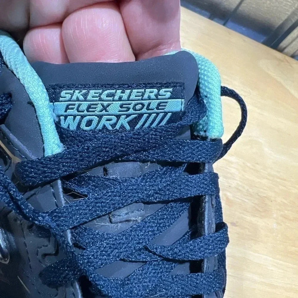 Skechers Flex‎ Sole Work Sneakers Blue 8.5 Alloy Toe - Picture 7 of 9
